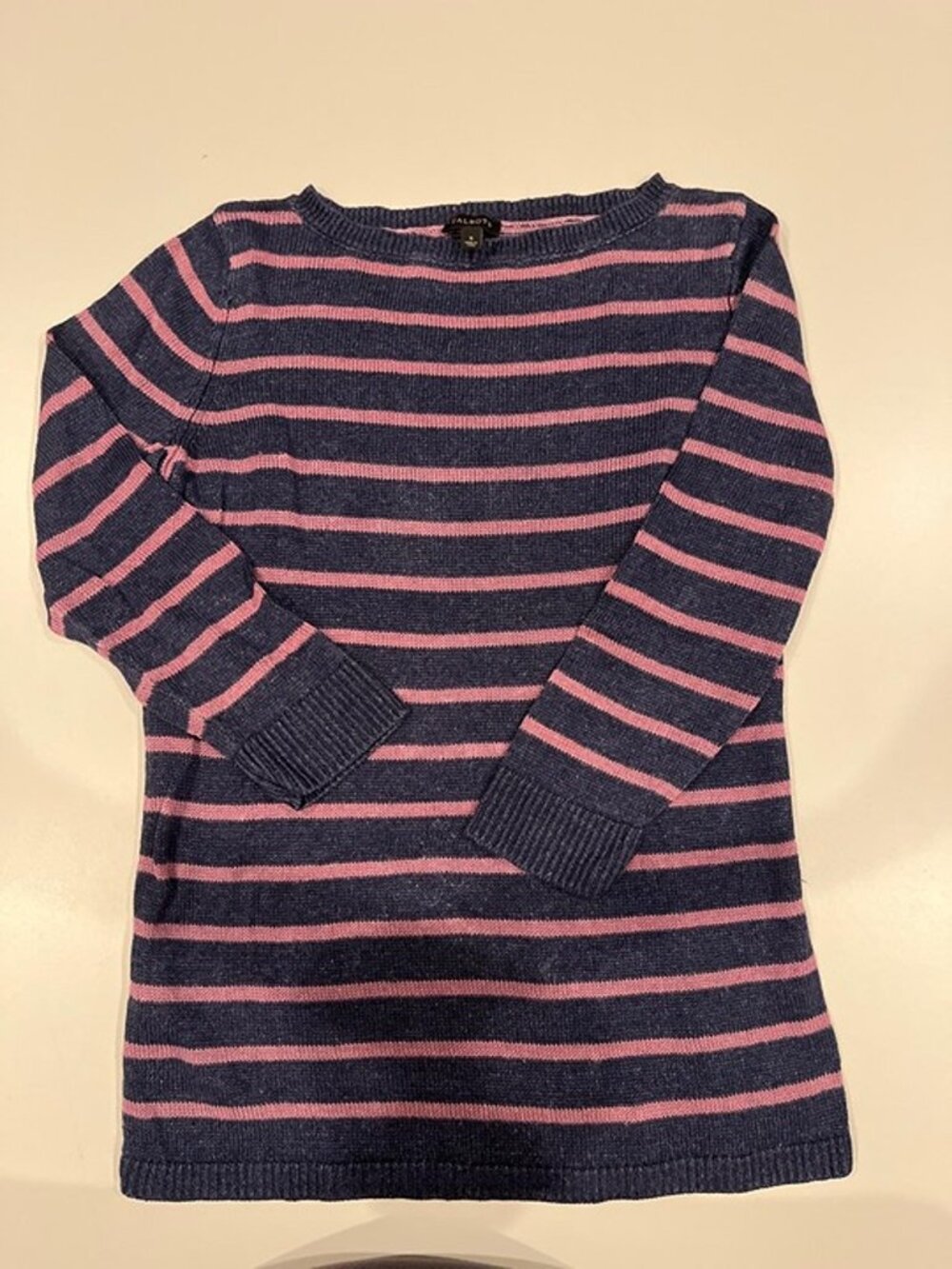 Talbots Navy and Pink Striped Crewneck Sweater